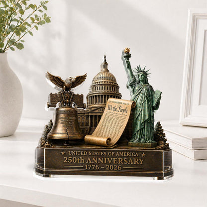 USA 250th Anniversary Acrylic Block Plaque | Liberty Statue Capitol Bell Plaque | Patriotic Acrylic Block 685051