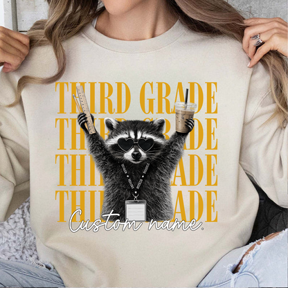 Personalized Grade Level Teacher Bright Shirt, Funny Raccoon Teacher Team Tee, Back To School Gift 685709