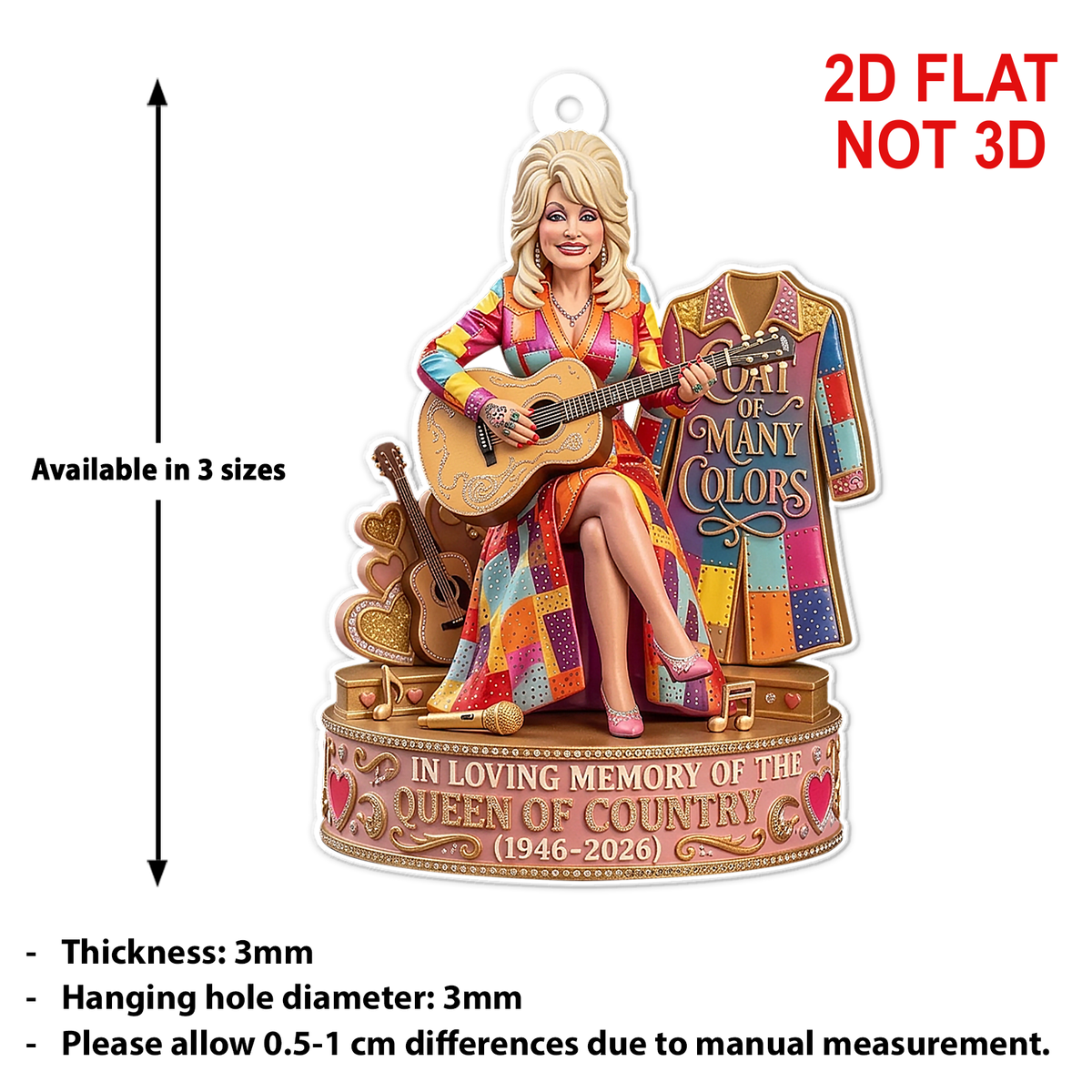 Coat Of Many Colors Dolly Parton Memorial Acrylic Ornament, Queen Of Country Christmas Ornament 686199