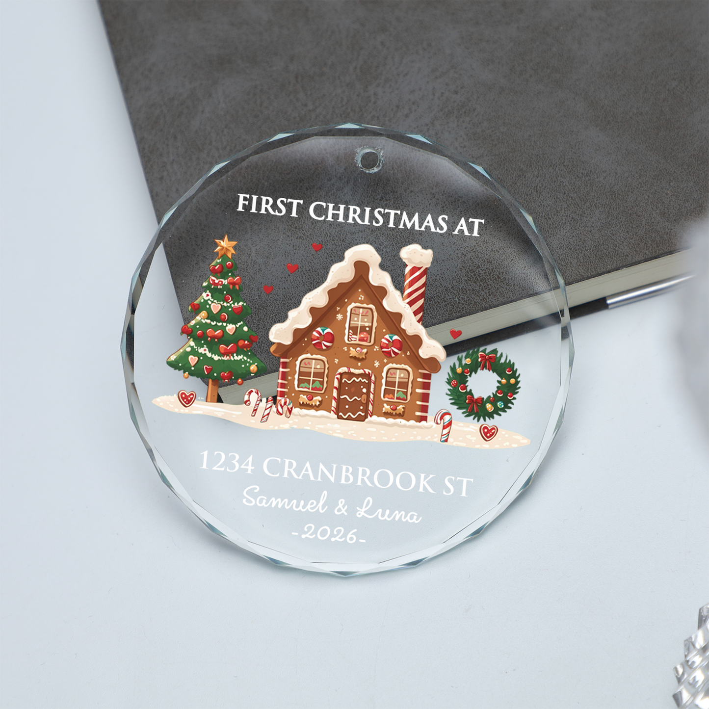Personalized First Christmas At New Home Glass Ornament, Custom Christmas Housewarming Gift 685931