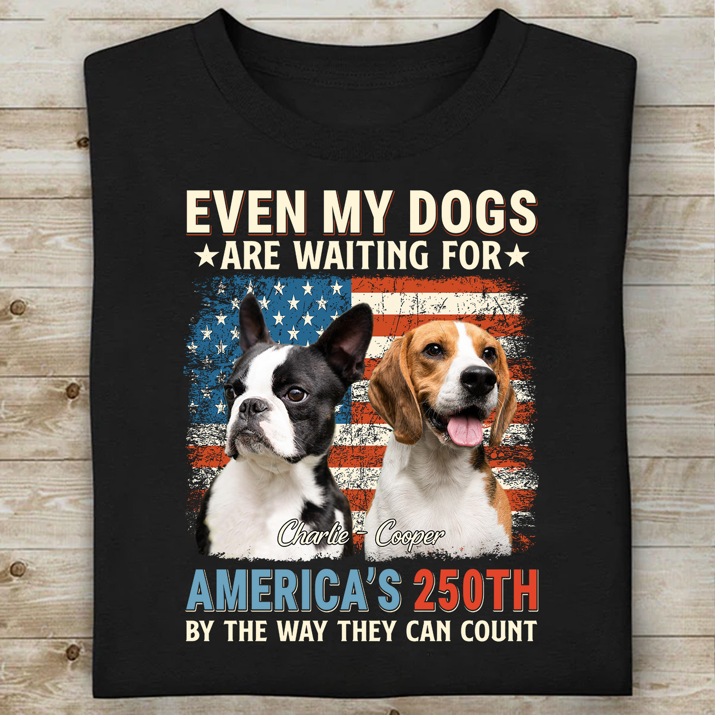 Personalized America 250th Anniversary Dark Shirt | Custom Dog Cat Photo Shirt, Patriotic Tee 684498
