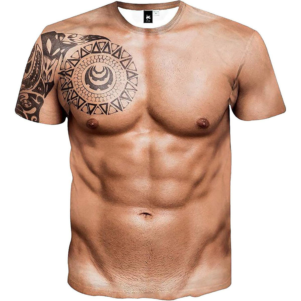 Funny Men's 3D Muscle Tattoo AOP Shirt, Muscle Six Pack Abs T-Shirt, Funny Men Gag Gift 686659 WFD