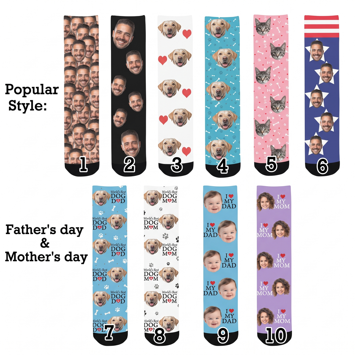 Custom Face Socks, Personalized Photo & Text Socks, Funny Family Christmas Gift, Pet Lover Gift 686264 WFD