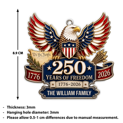 Personalized USA 250 Years Of Freedom Acrylic Ornament, 1776–2026 Bald Eagle Patriotic Christmas Ornament 685831