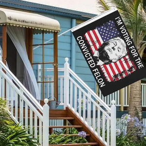 Trump 2024 Garden Flag 3X5 Ft I'M Voting for the Convicted Felons Flag Decorative Trump Banner Flag Sign for University Dorm