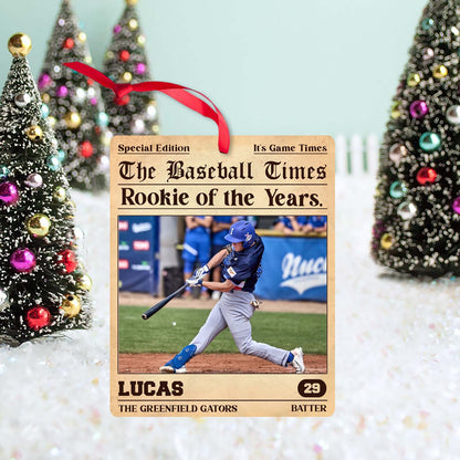 Personalized Rookie of the Year Baseball Wood Ornament | Custom Baseball Photo Ornament 682723