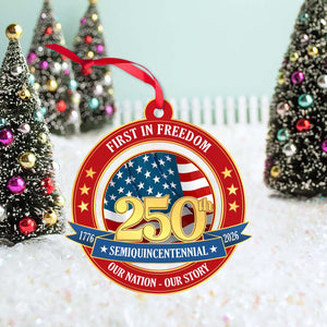 America 250 Years Birthday Wood Ornament | USA Semi-Quincentennial 1776-2026 | United States Patriotic Ornament 682720