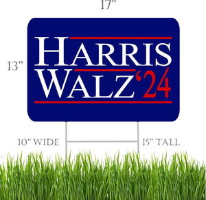 Kamala Harris Tim Walz 2024 Yard Sign with H Stake Double Sided for President Democrat Election Decor Blue