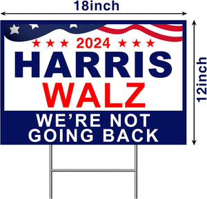 Harris Walz 2024 Yard Sign, Kamala Harris Tim Walz Waltz for President Lawn Sign, Democracy, 18” X 12” Double Sided, Coroplast，with Mental Stake, 1 Pack