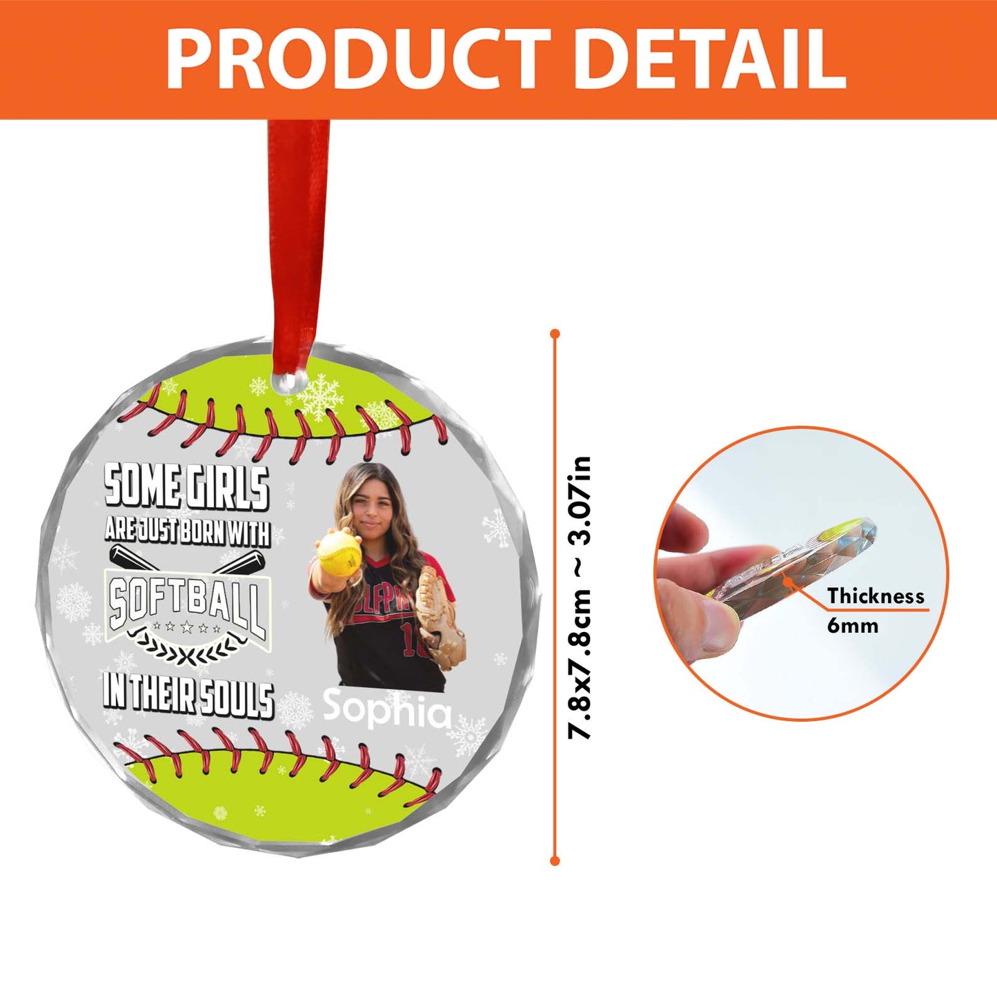 Some Girls Are Just Born With Softball Ornament | Personalized Custom Softball Photo Glass Ornament 682729