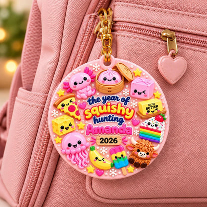 Personalized The Year Of Squishy Hunting 3D Relief White Acrylic Ornament, Funny Christmas Gift For Kids 686345 WFD