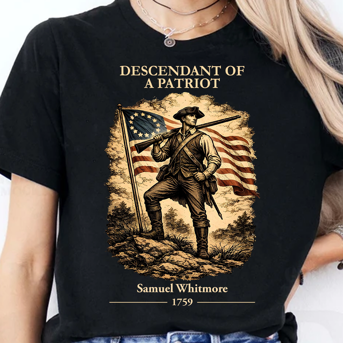 Personalized Descendant Of A Patriot Dark Shirt | 250 Years Revolutionary War Ancestor Tee, Patriotic Tee 684476
