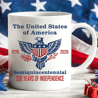 250 Years of Independence Mug | Happy 250th Birthday USA Mug | America 250th Anniversary White Mug Accent Mug 682595