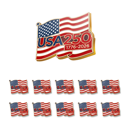 USA 250 Years Anniversary Lapel Pin Pack of 10 | Patriotic Independence Day America Flag Pin 684718