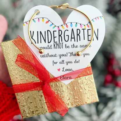 Personalized Teacher Knot Bangle & Heart Card, Custom Name Christmas Knot Bangle, Back To School Gift 685808 WFD