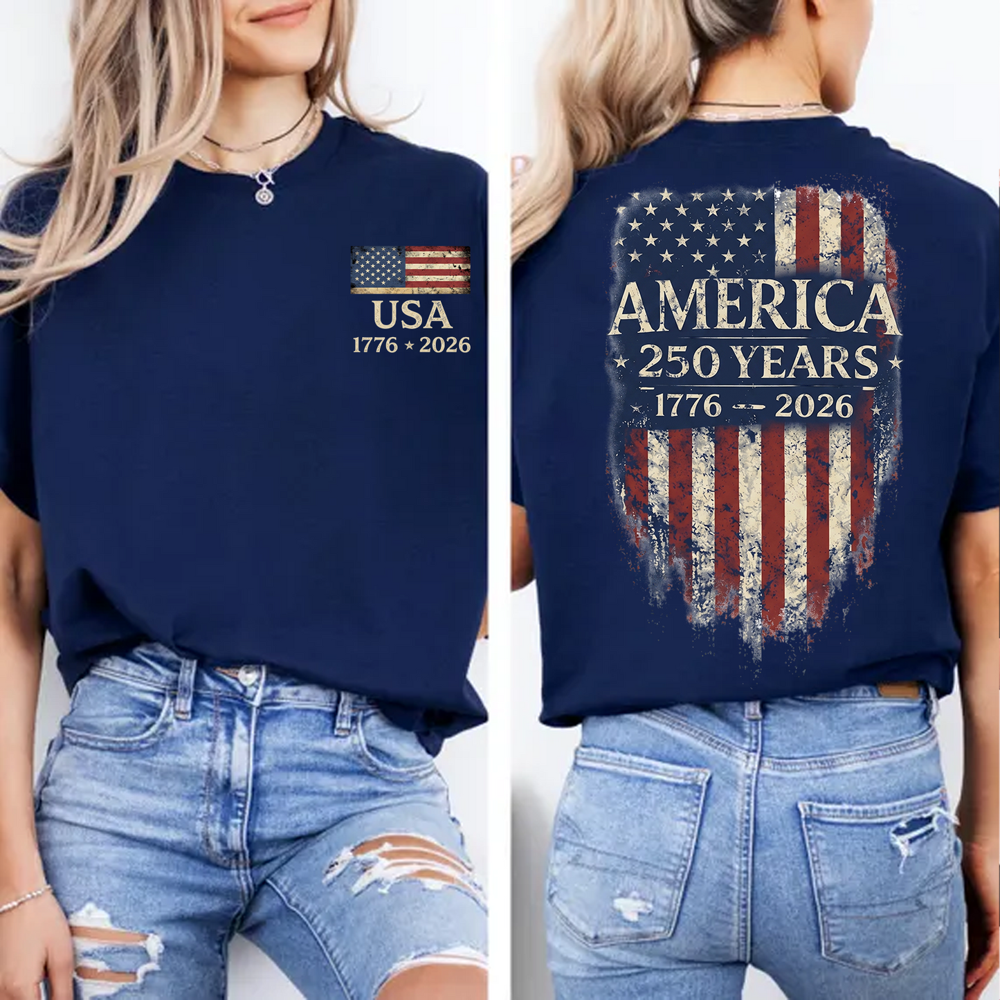 America 250 Years Anniversary Pocket & Back Dark Shirt, Patriotic 4th Of July Tee, Vintage Semiquincentennial Gift 685179
