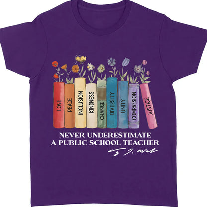 Never Underestimate A Public School Teacher Shirt | Democrat Shirt | Kamala Harris 2024 Shirt Dark T1543 - KH2