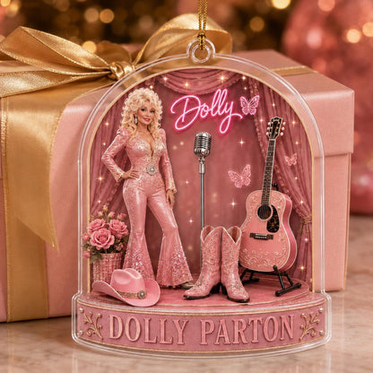 Dolly Parton Memorial Acrylic Ornament, Pink Country Music Tribute Christmas Decor 686101 WFD