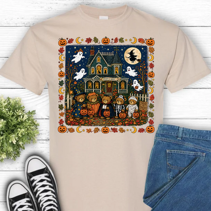 Vintage 90s Nostalgic Bears Halloween Graphic Bright Shirt, Retro Spooky Season Tee 685613