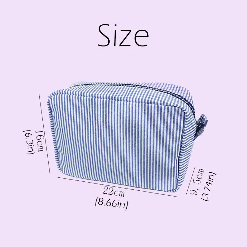 Personalized Monogrammed Seersucker Toiletry Bag | Custom Name Makeup Bag Gift For Women | Mother's Day Gifts Bag 684740
