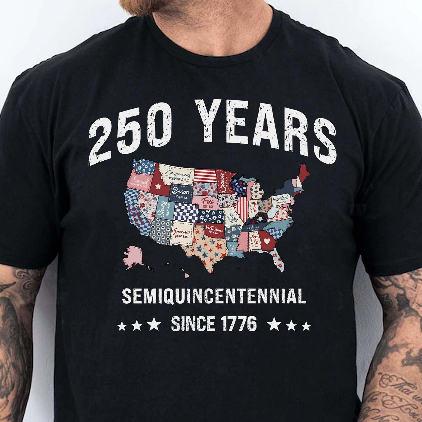 America 250 Years Anniversary Dark Shirt | USA 250 Map Shirt, Patriotic Tee 684355