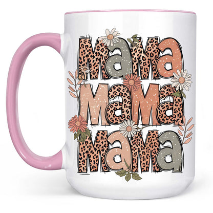 Retro Leopard Mama Mug – Boho Floral Coffee Cup For Trendy Moms, Mother's Day Gift Idea 682138