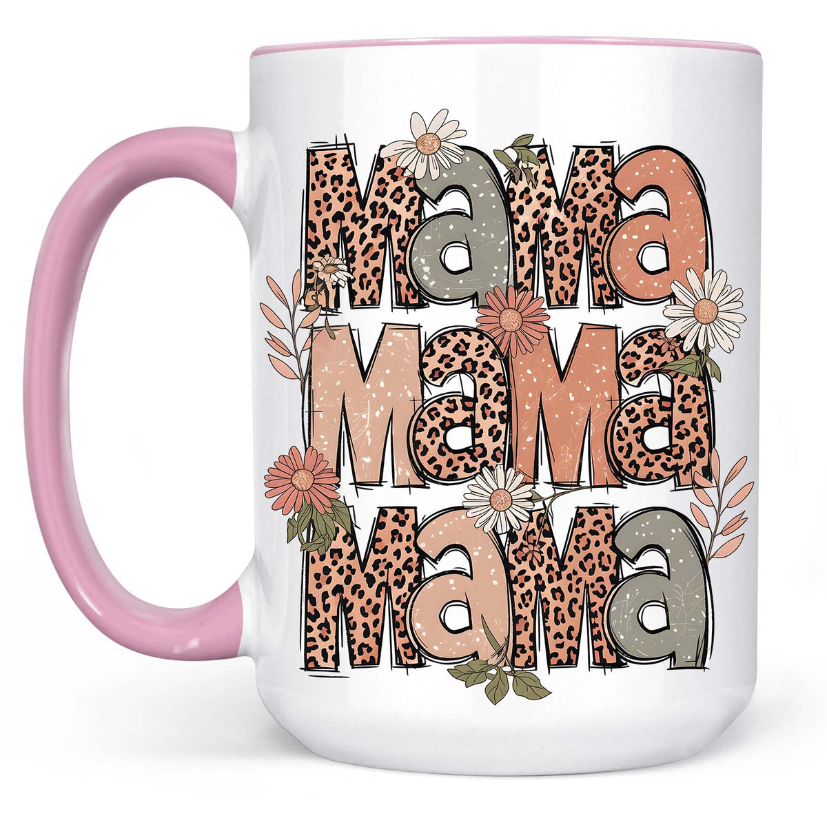 Retro Leopard Mama Mug – Boho Floral Coffee Cup For Trendy Moms, Mother's Day Gift Idea 682138