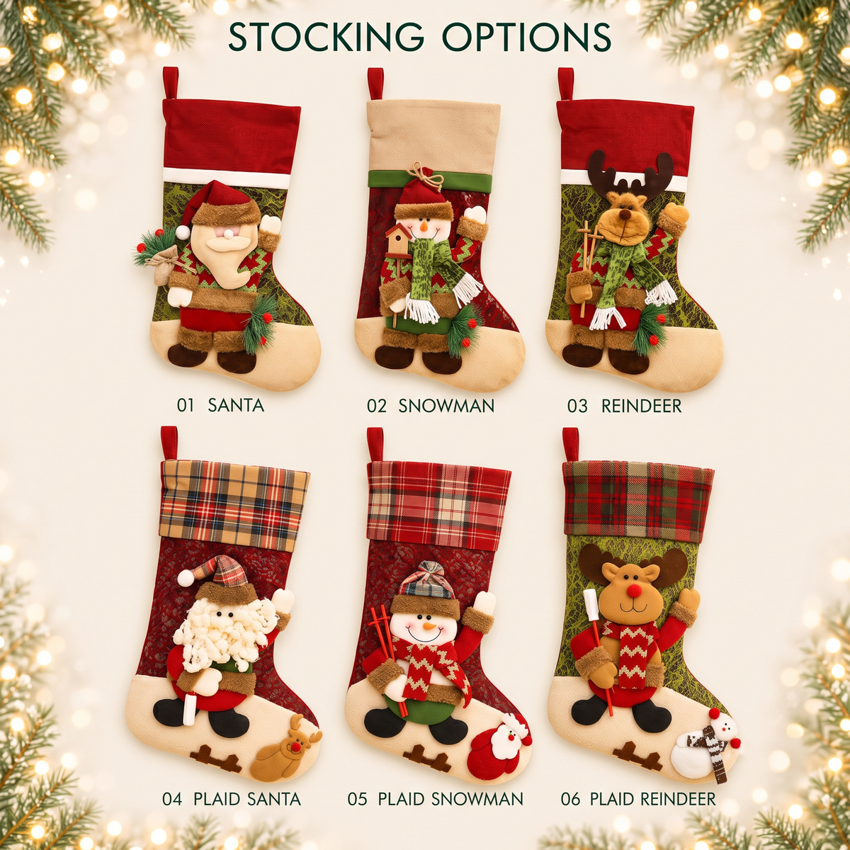 Personalized 3D Santa Snowman & Reindeer Christmas Stocking, Custom Name Holiday Gift For Family 686722 WFD