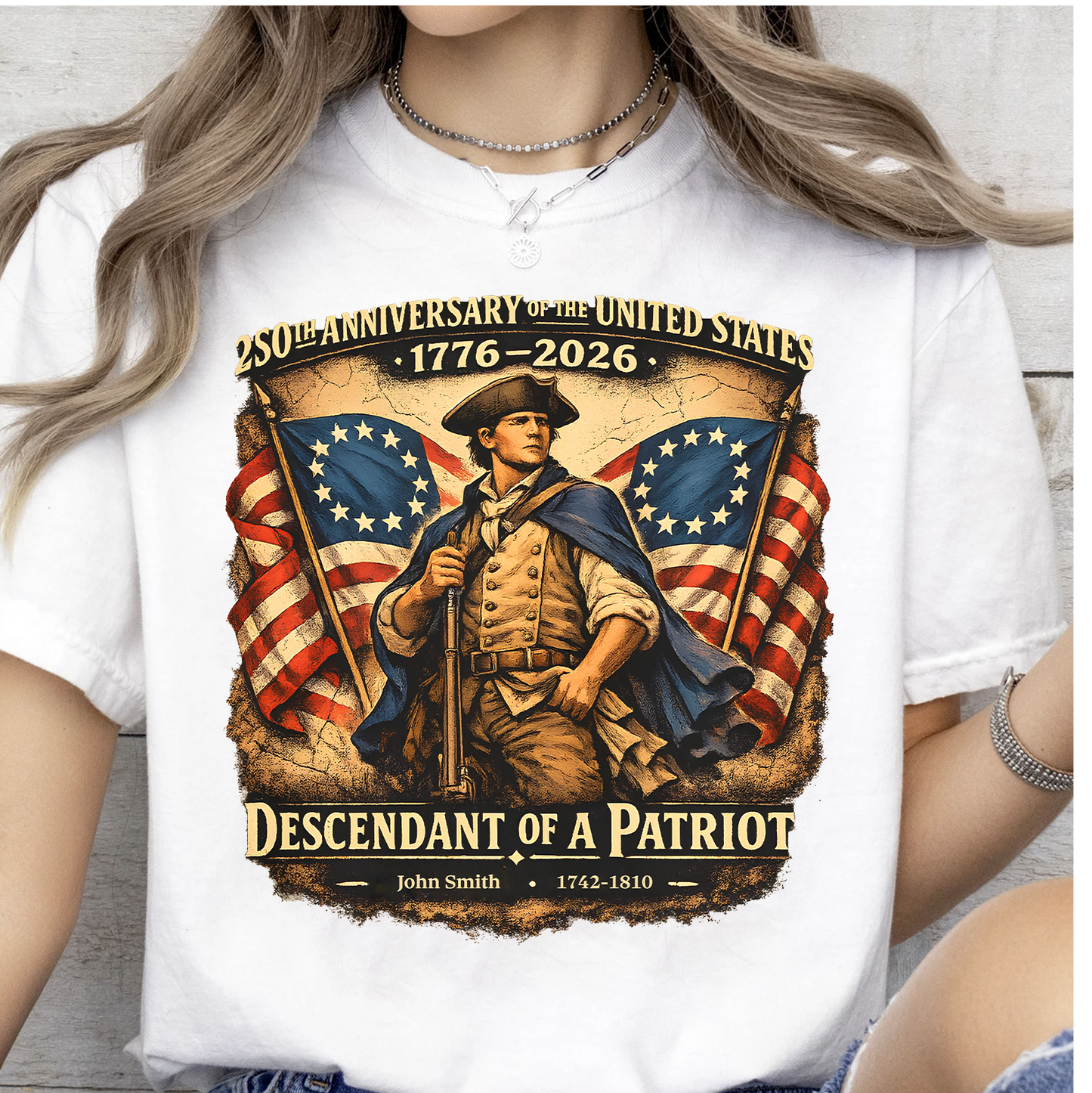 USA 250th Anniversary 1776 - 2026 Bright Shirt | Personalized Descendant Of A Patriot Shirt 684418