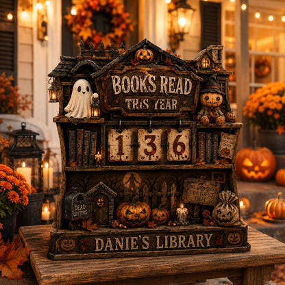 Personalized Witchy Books Read Tracker, Custom Name Halloween Library Decor, Book Lover Gift 685663