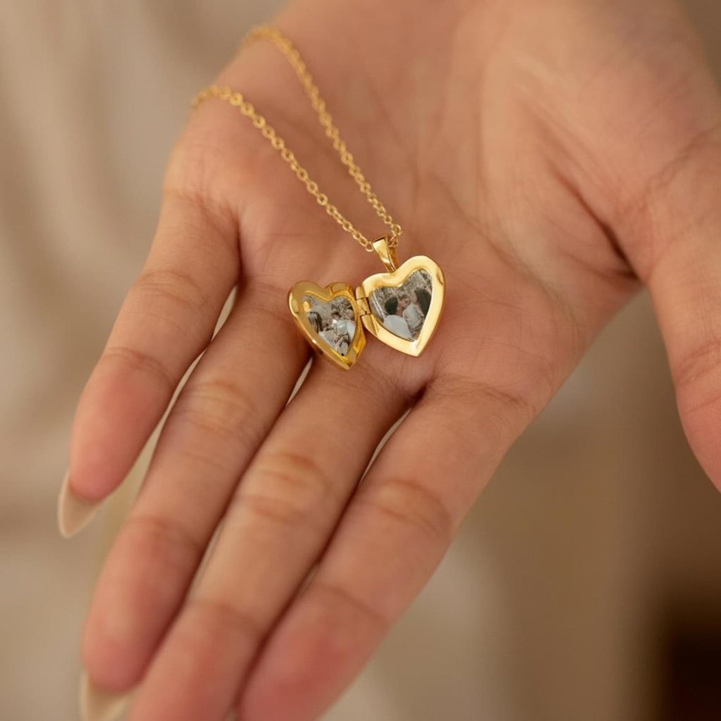 Personalized Heart Locket Necklace, Custom Photo Love Locket With Engraving, Memorial Anniversary Gift 685537 WFD