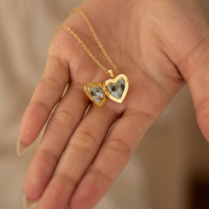Personalized Heart Locket Necklace, Custom Photo Love Locket With Engraving, Memorial Anniversary Gift 685537 WFD