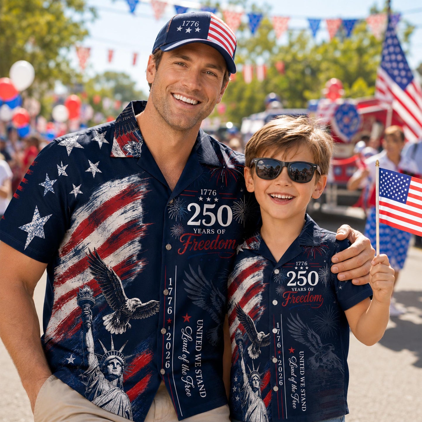 Retro USA 250 Years Of Freedom Hawaiian Shirt, Patriotic 1776-2026 Eagle AOP Hawaii Shirt, Independence Day Gift 685335 WFD