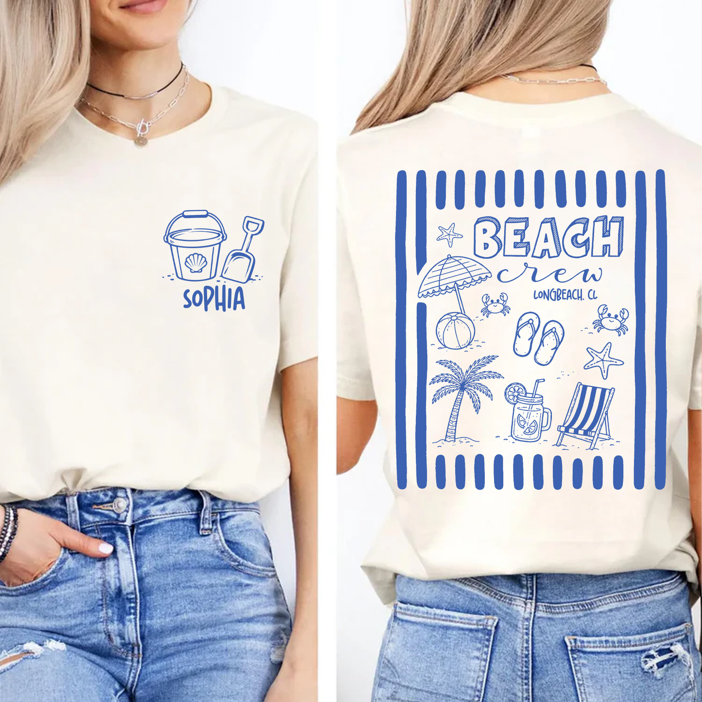 Personalized Beach Vacation Pocket & Back Bright Shirt, Family Trip Summer Tee, Vacay Family Summer Gift 685515