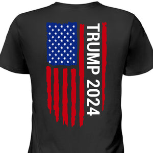 Trump 2024 American Flag Tees | Donald Trump Homage Shirt | Donald Trump Fan Backside Shirt C912 - GOP