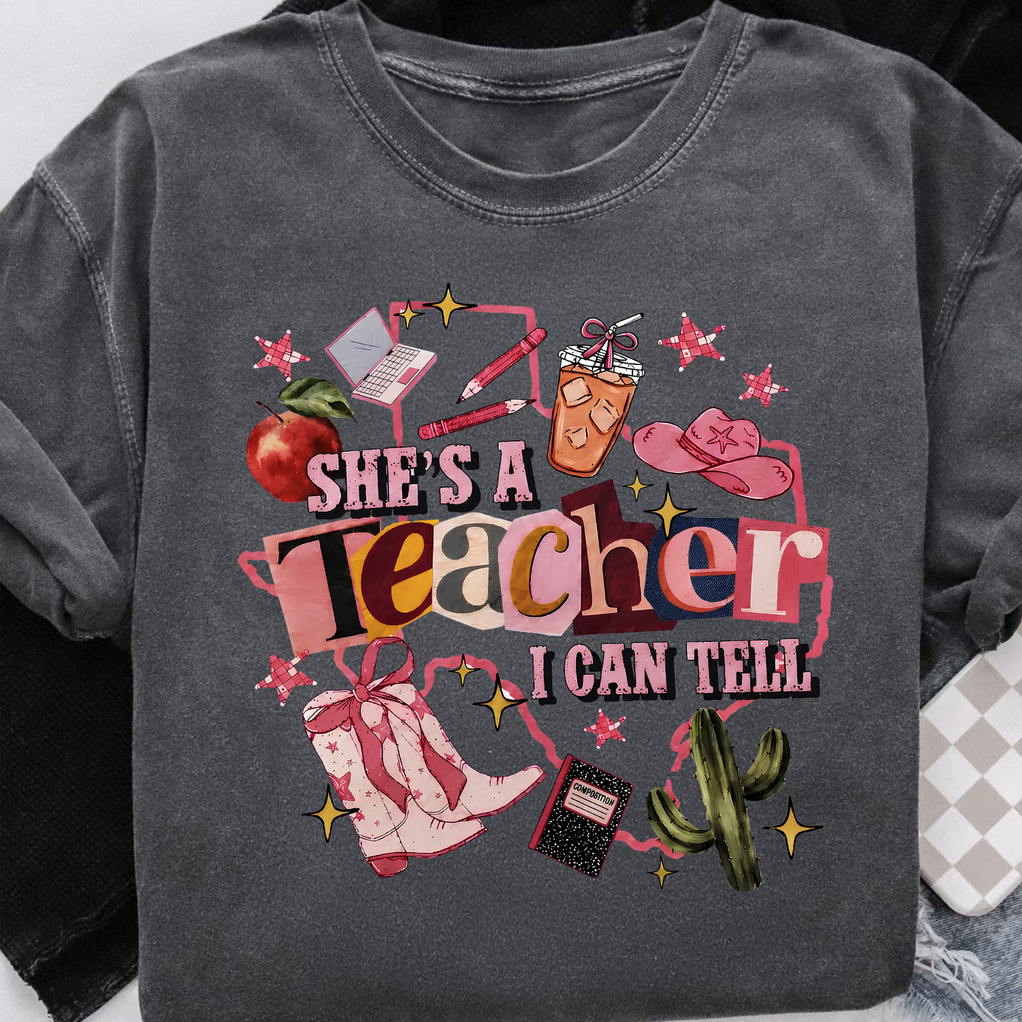 She's A Teacher I Can Tell Comfort Colors Shirt, Back to School Tee, Teacher Appreciation Gift 685560