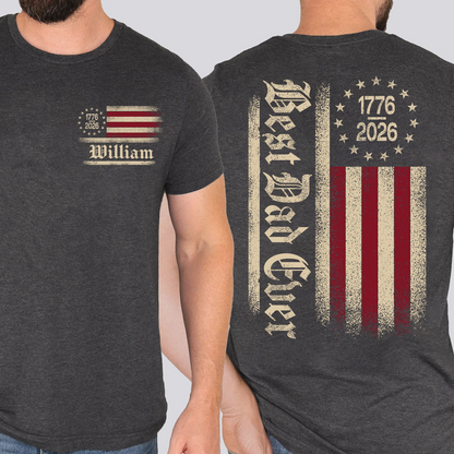 Personalized Best Dad Ever Shirt | 250th Anniversary 1776–2026 Tee | Patriotic Retro USA 250 Pocket & Back Dark Shirt 684562