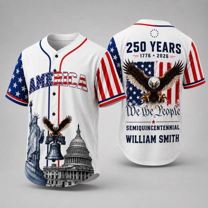 Personalized USA 250th Anniversary Baseball Jersey, 1776-2026 We The People Jersey, Patriotic 4th Of July Shirt 685247