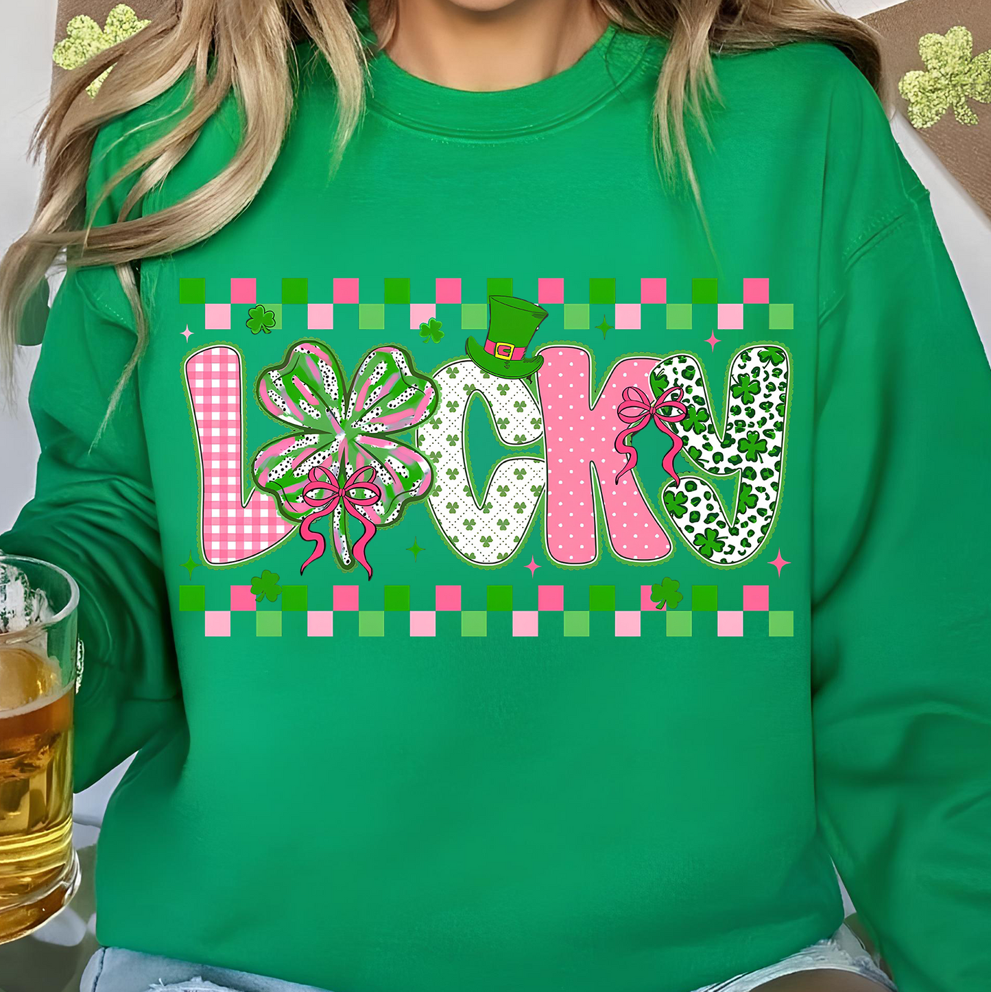 Lucky Checkered Brushstroke Shamrock Dark Shirt | Gift For St Patrick’s Day T-Shirt 684405