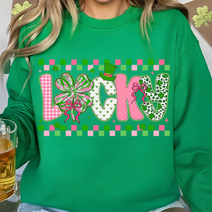 Lucky Checkered Brushstroke Shamrock Dark Shirt | Gift For St Patrick’s Day T-Shirt 684405