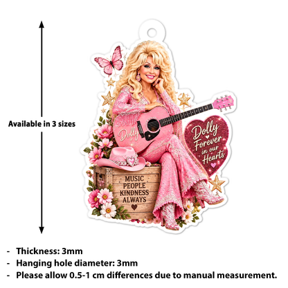 Country Legend Dolly Parton Memorial Acrylic Ornament, Pink Floral Christmas Tree Decor 686178