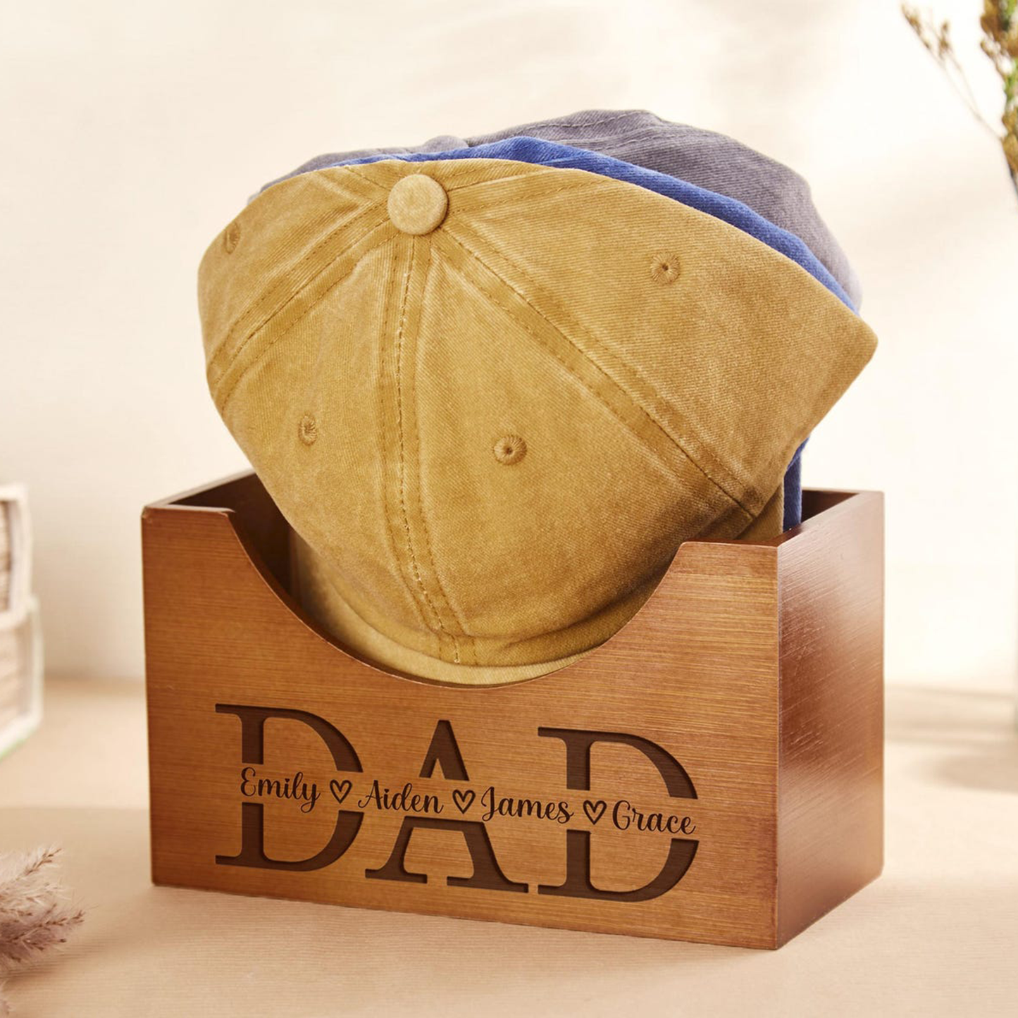 Custom Name Hat Holder, Personalized Father's Day Gift, Unique Gift For Dad 685109