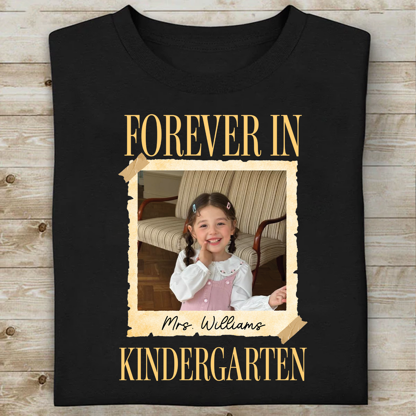Personalized Forever In Kindergarten Shirt, Custom Childhood Photo Teacher Tee, Back To School Gift 685735