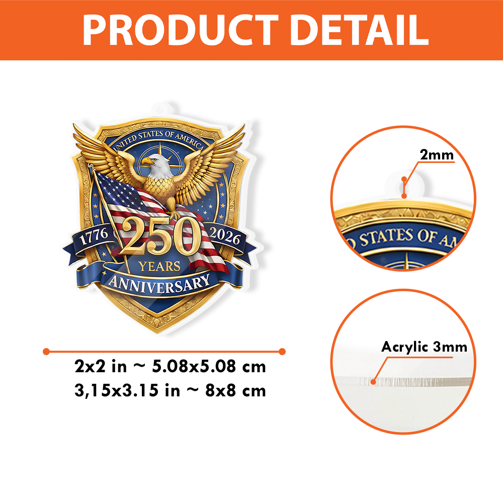 USA 250 Years Anniversary Acrylic Keychain | 1776–2026 Eagle Keychain | Patriotic Gift 684518