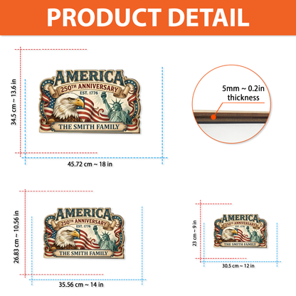 Personalized America 250 Years Anniversary Wooden Sign | Patriotic Eagle Door Decor 684496