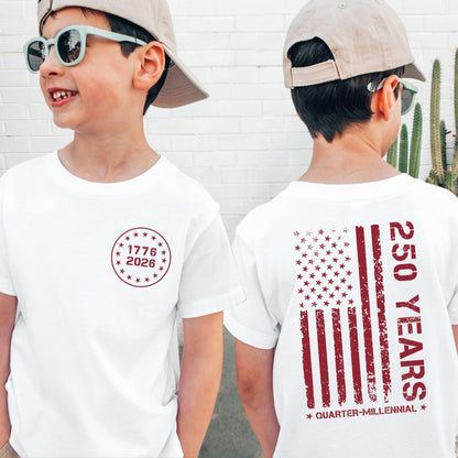 USA 250th Anniversary Kid Shirt, Distressed American Flag Tee, Patriotic 4th Of July Shirt 685231