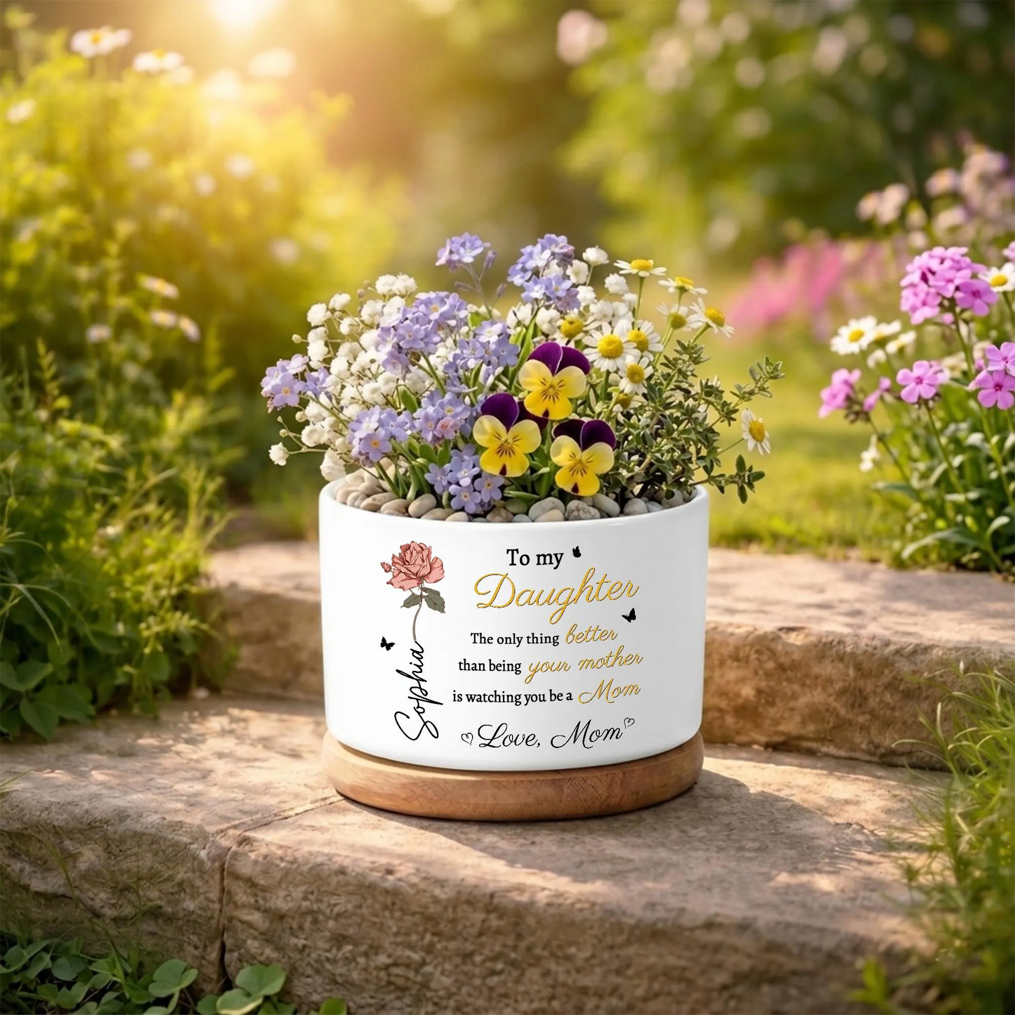 Personalized Love To My Daughter Plant Pot | Custom Name Ceramic Plant Pot Mother's Day Gift, Daughter Gift From Mama 684728