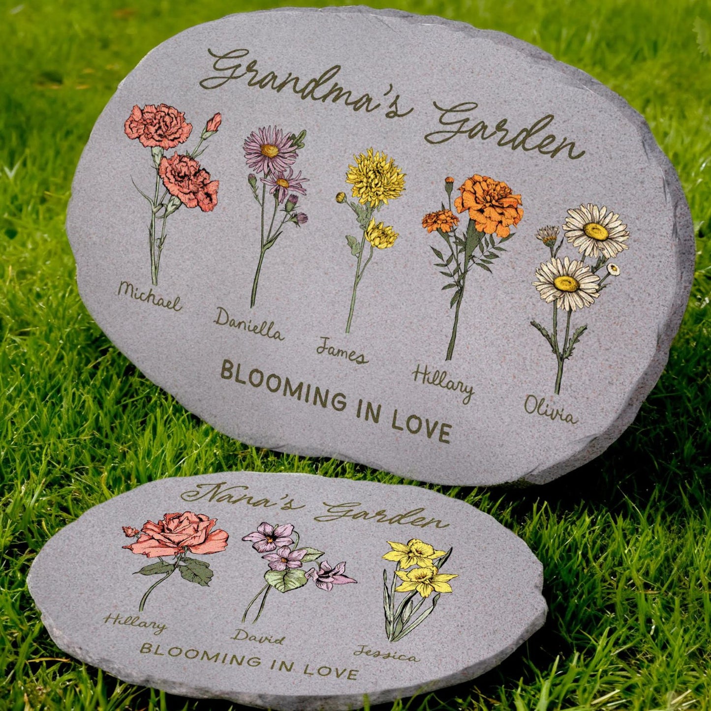 Grandma Garden Stone, Personalized Garden Stone, Custom Birth Flower, Mother's Day Gifts 684784