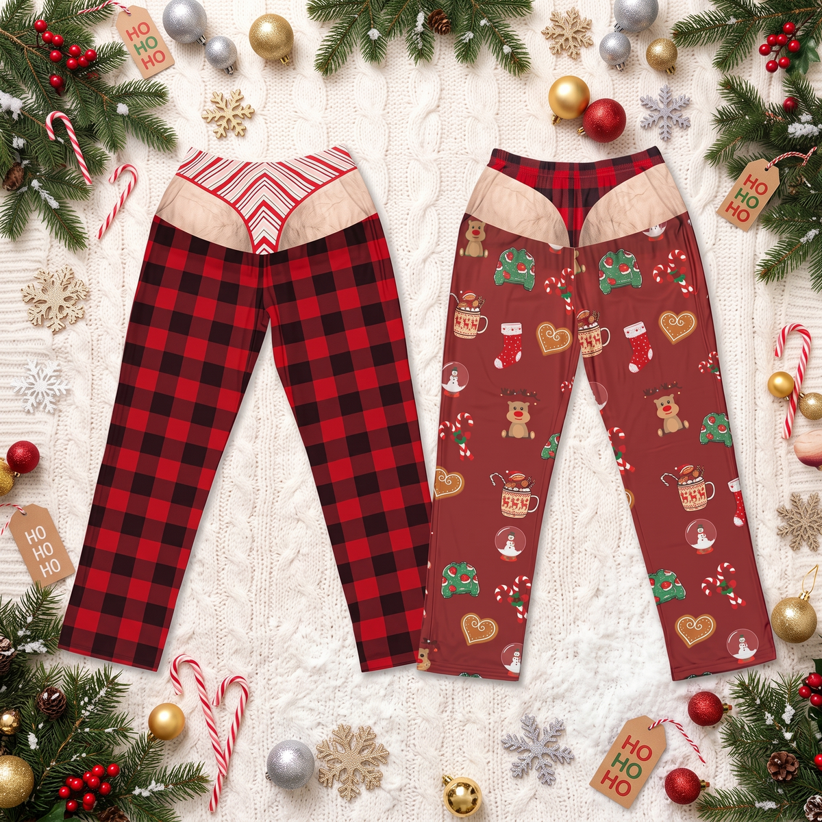 Personalized Prank Fake Butt & Underwear Pajamas Pants, Cheeky Christmas Gift 686589 WFD