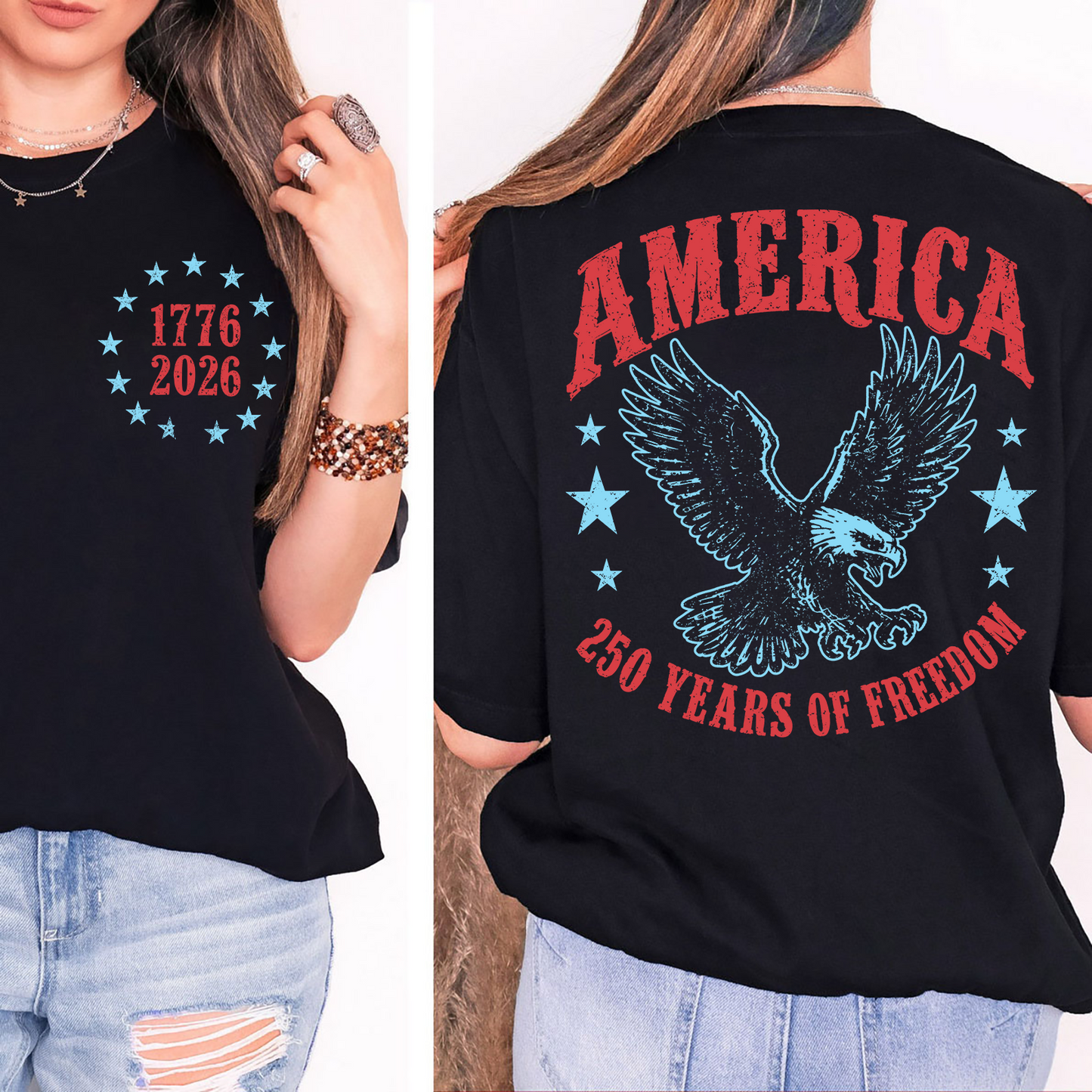 America 250th Anniversary Pocket & Back Dark Shirt, 250 Years Of Freedom Patriotic Tee, 4th Of July Gift 685397